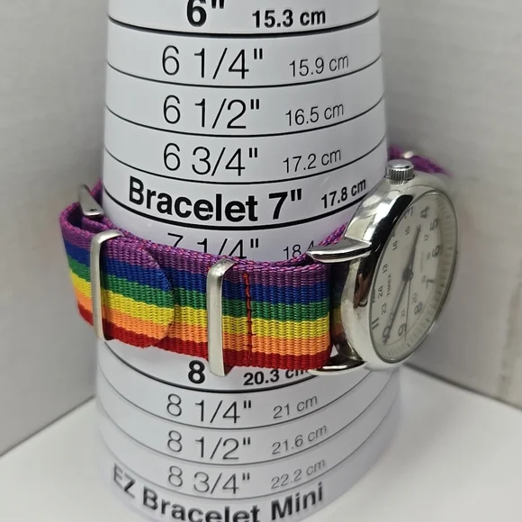 Timex Watch Unisex 38mm Weekender Rainbow Band Silver Tone New Battery - Picture 6 of 10